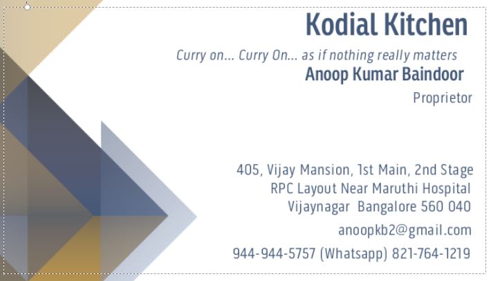 Kodial Kitchen Visiting Card